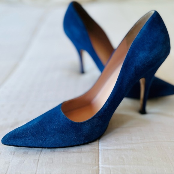 SOLD Kate SPADE Blue Suede Italian Leather Stiletto Point Toe Pump Heels 8.5M - Picture 5 of 14
